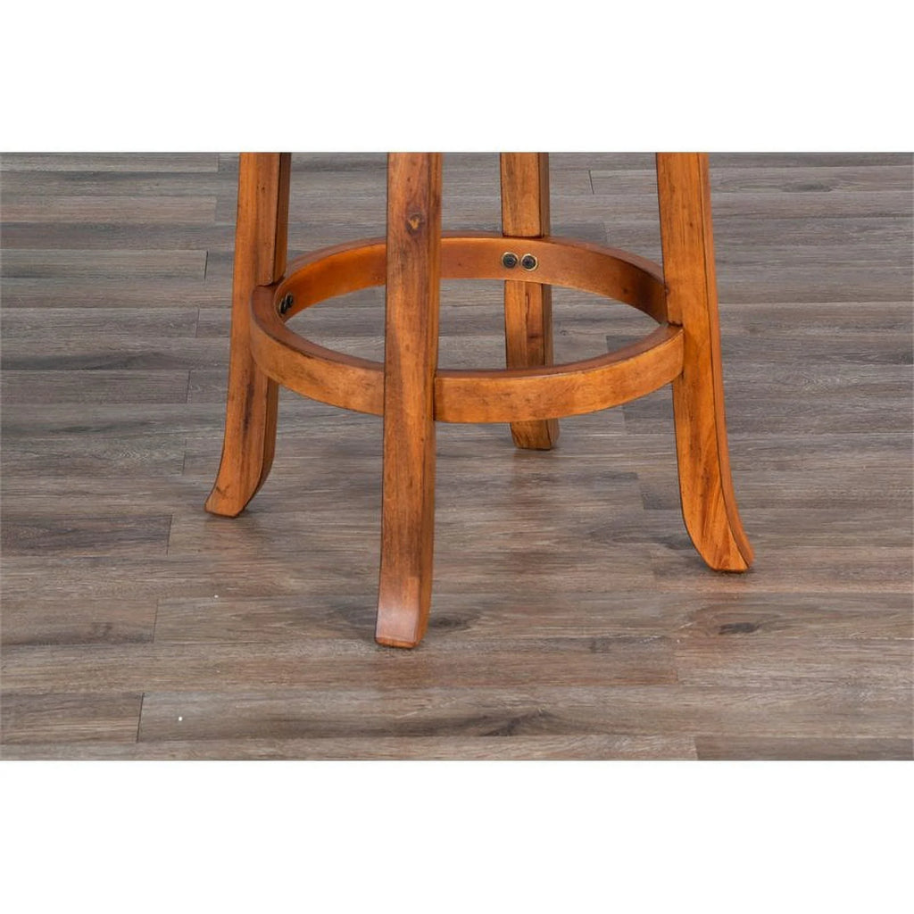 24" Mahogany Wood Backless Swivel Stool Set of 2 G35234