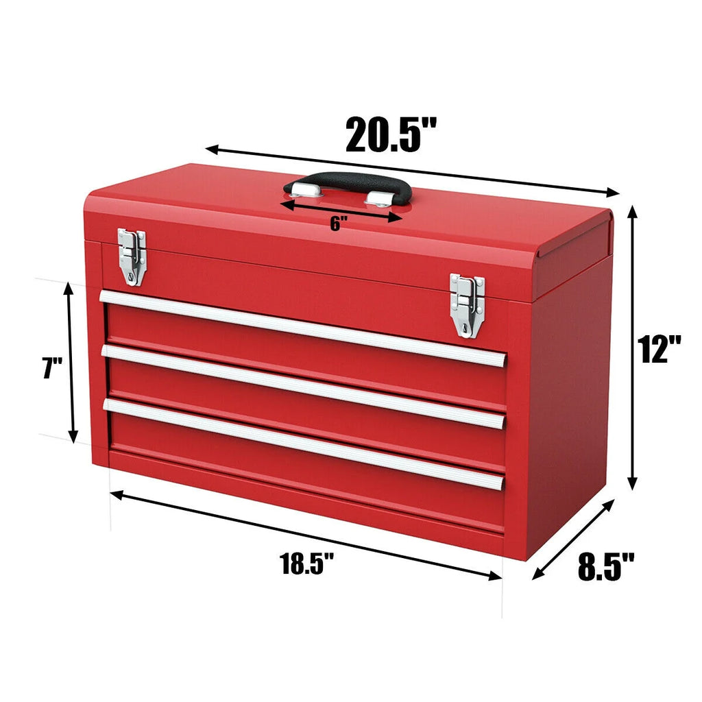 Portable 3 Drawers Red Tool Chest K64463