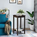Dark Coffee Tall End Table With Storage Shelf And Solid Wood Legs, D12xw15xh29 Inches V4820