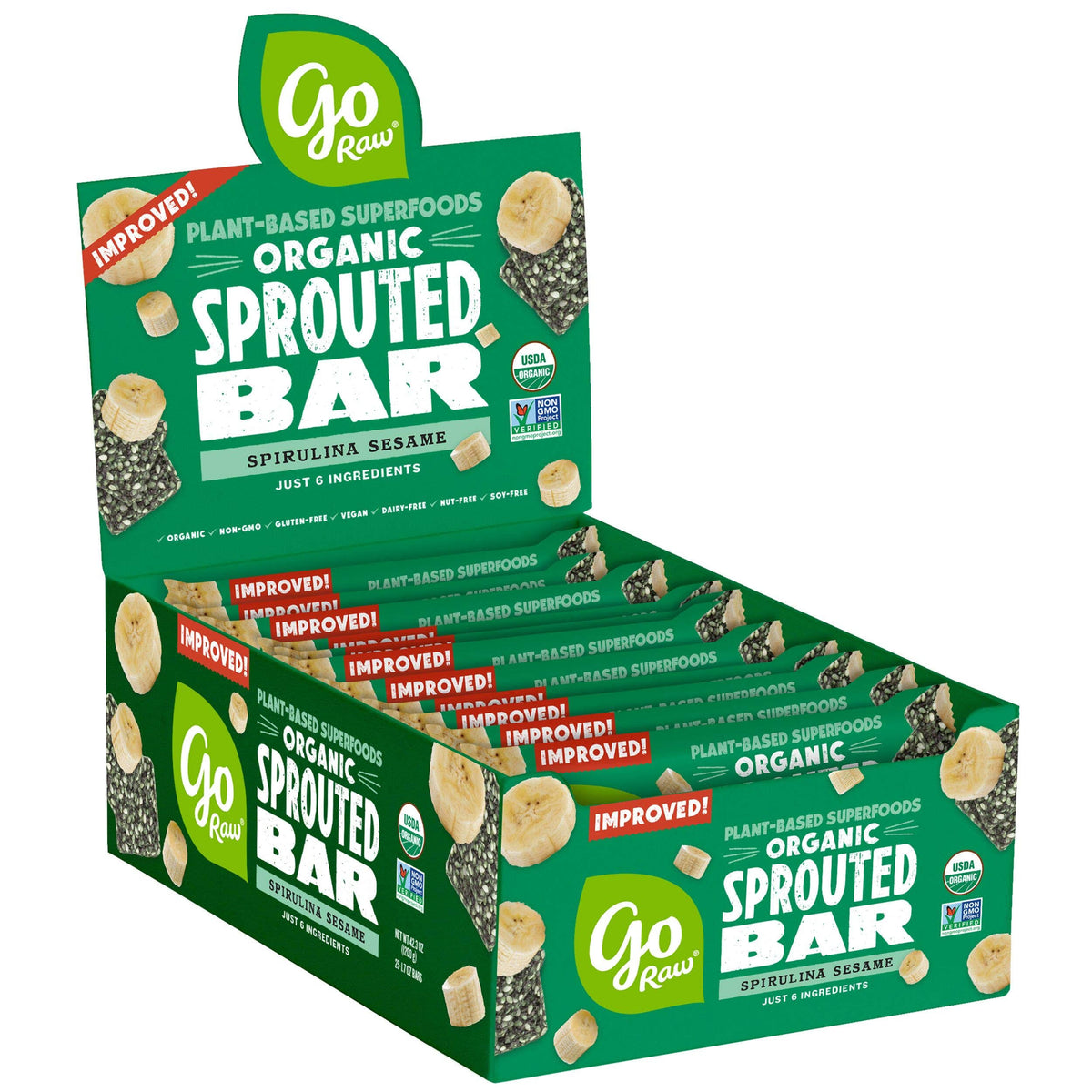 Organic Sprouted Bars Spirulina Sesame - 25 Bars B6521