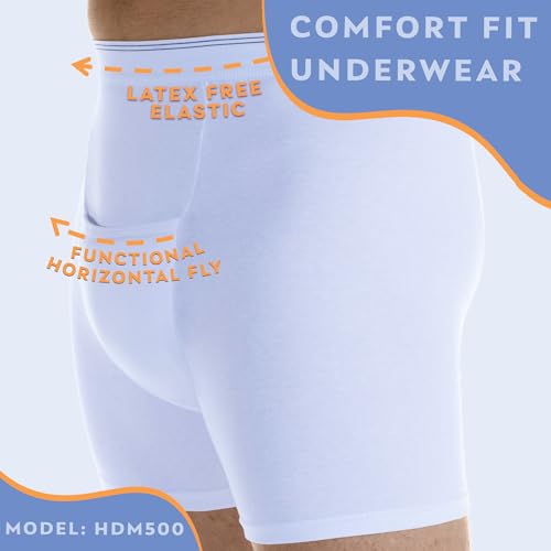 White Medium Waist 34-36" Reusable Leak Proof Boxer Brief U610881
