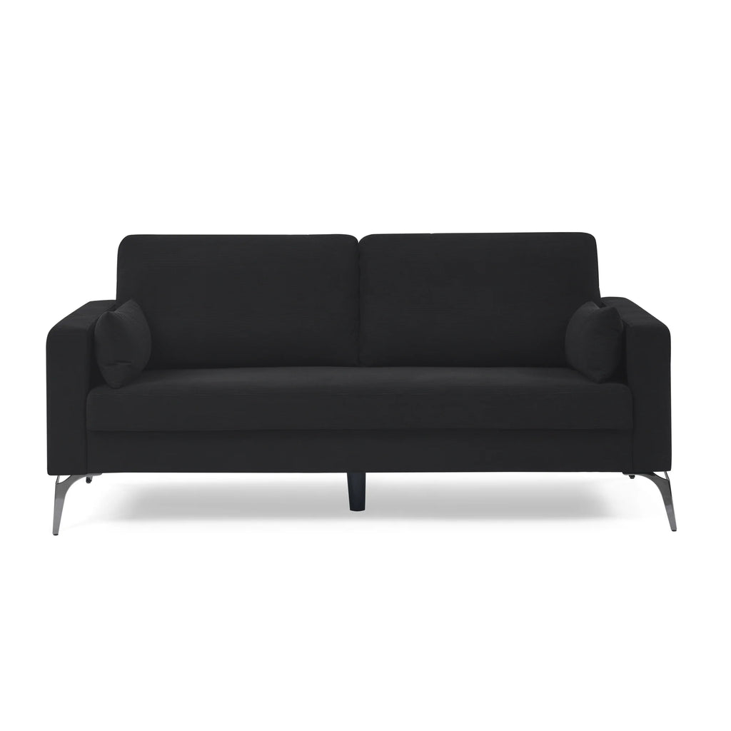 Black Corduroy 3-Seater Sofa with Square Arms V21897