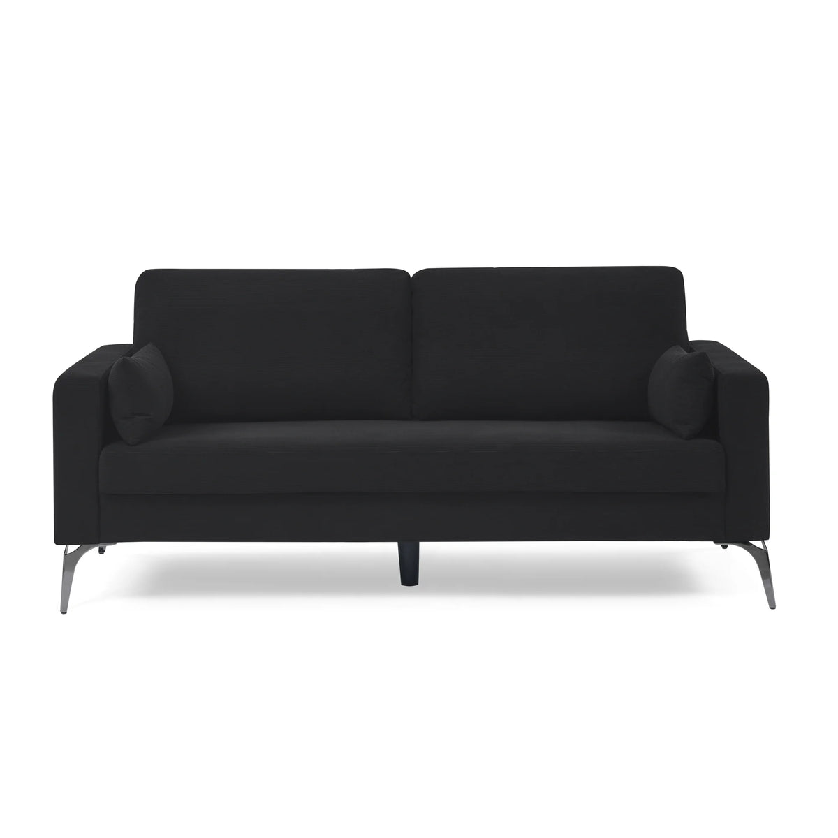 Black Corduroy 3-Seater Sofa with Square Arms V21897