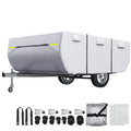 Waterproof Camper Trailer Cover Fits 10'-12' RV Cover Anti-UV with 3+2 Straps Silver Tone P748