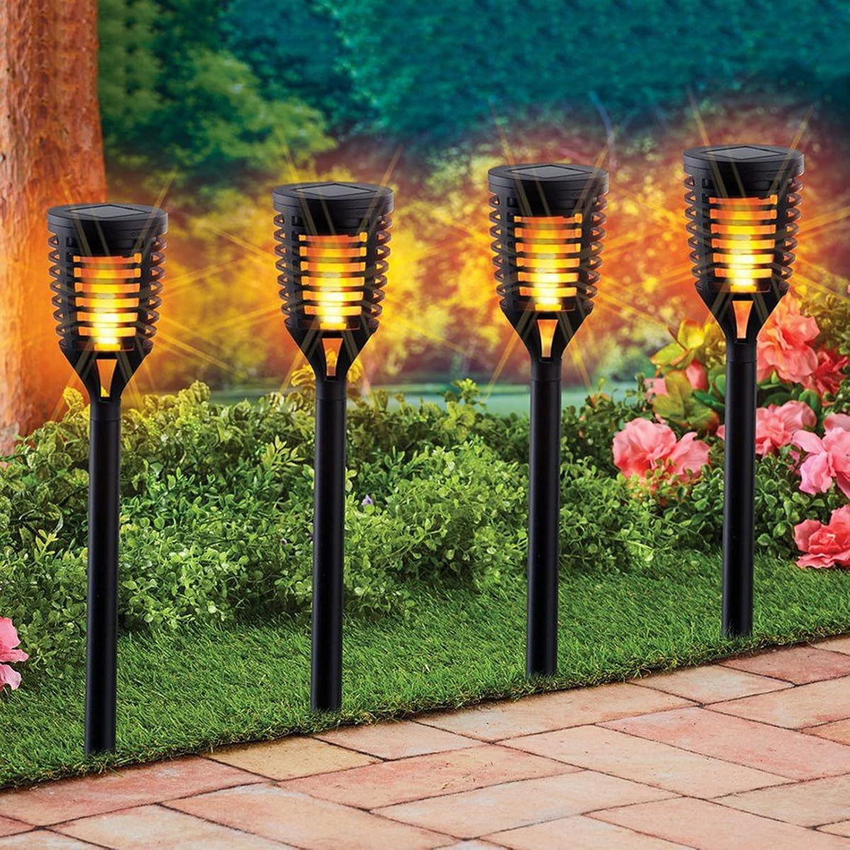 12PK Mini Solar Tiki Torches I3807