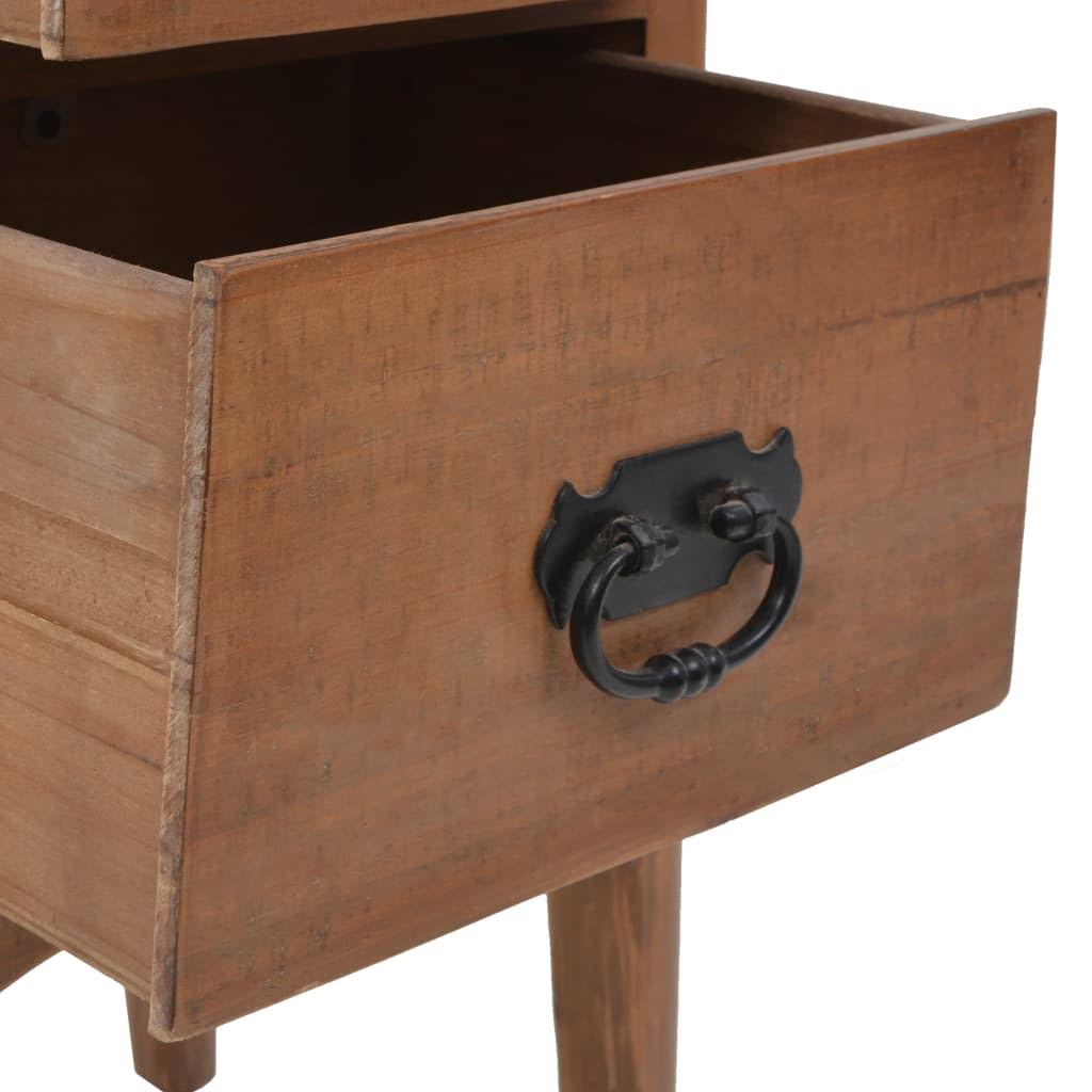 Solid Fir Wood Bedside Cabinet Brown L9694