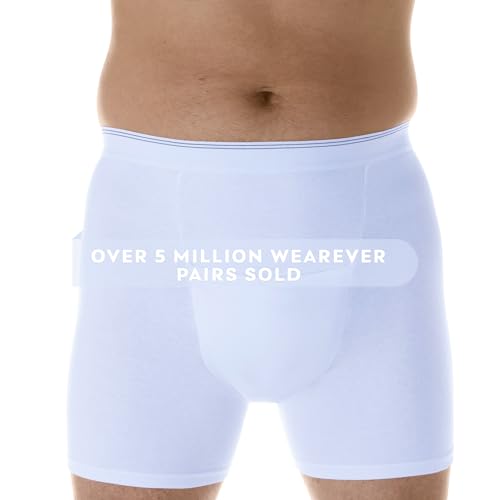 White Medium Waist 34-36" Reusable Leak Proof Boxer Brief U610881