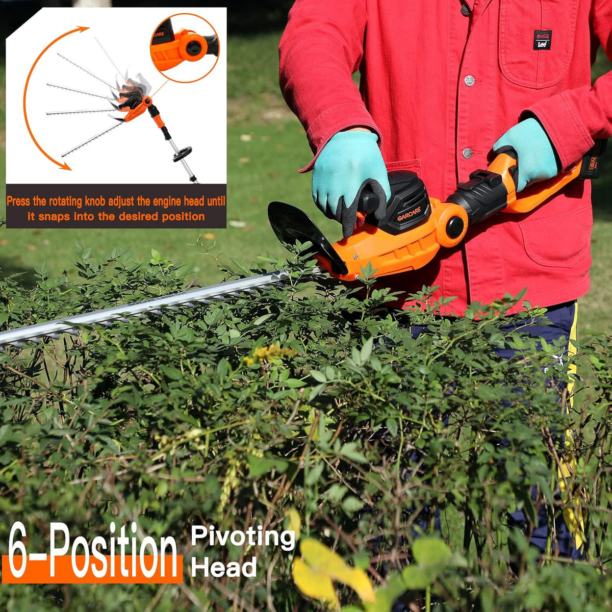 Cordless Telescopic Electric Hedge Trimmer with 20V 4.0Ah Battery and Charger O574
