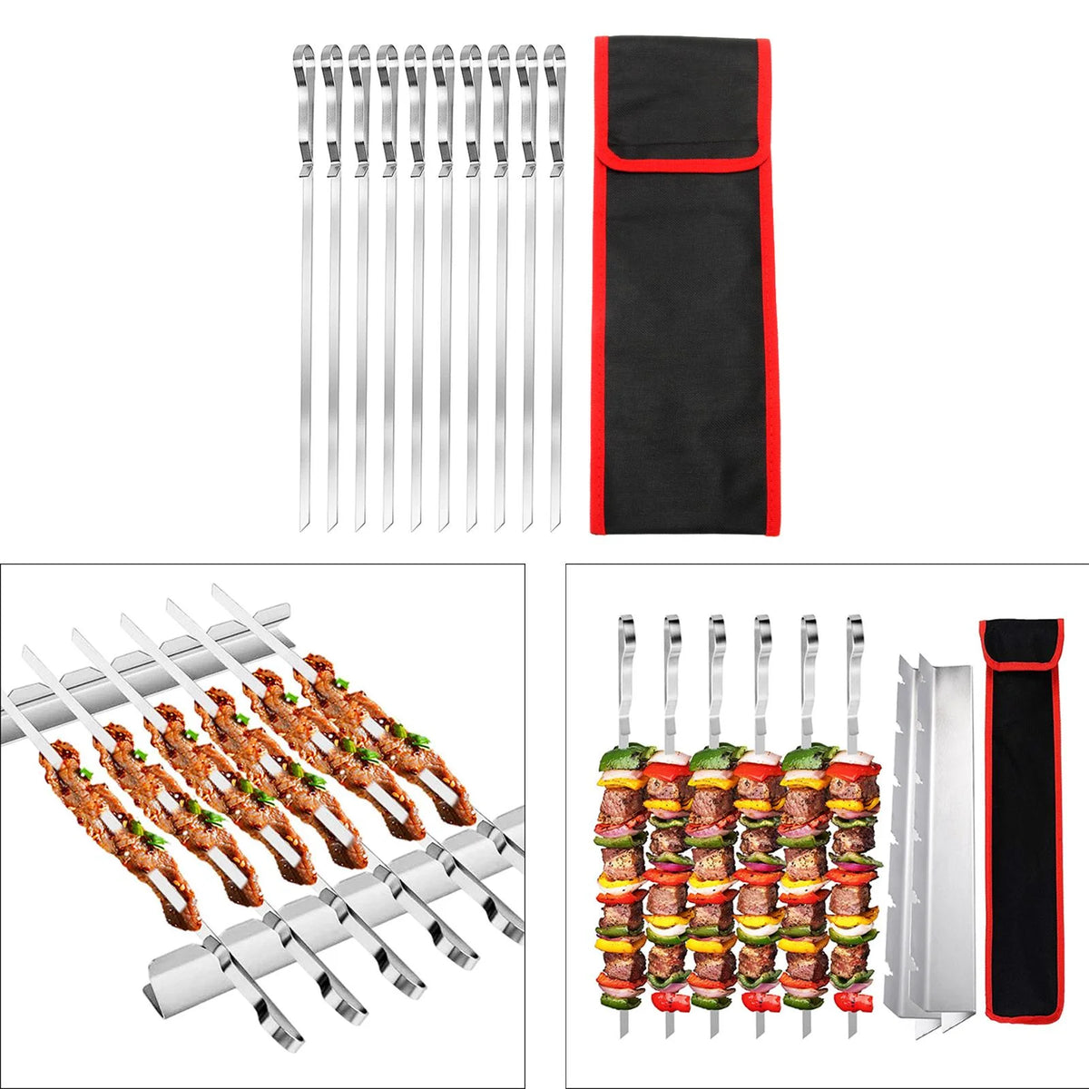 10 Pieces Barbecue Skewer Fork with Cloth Bag P72048