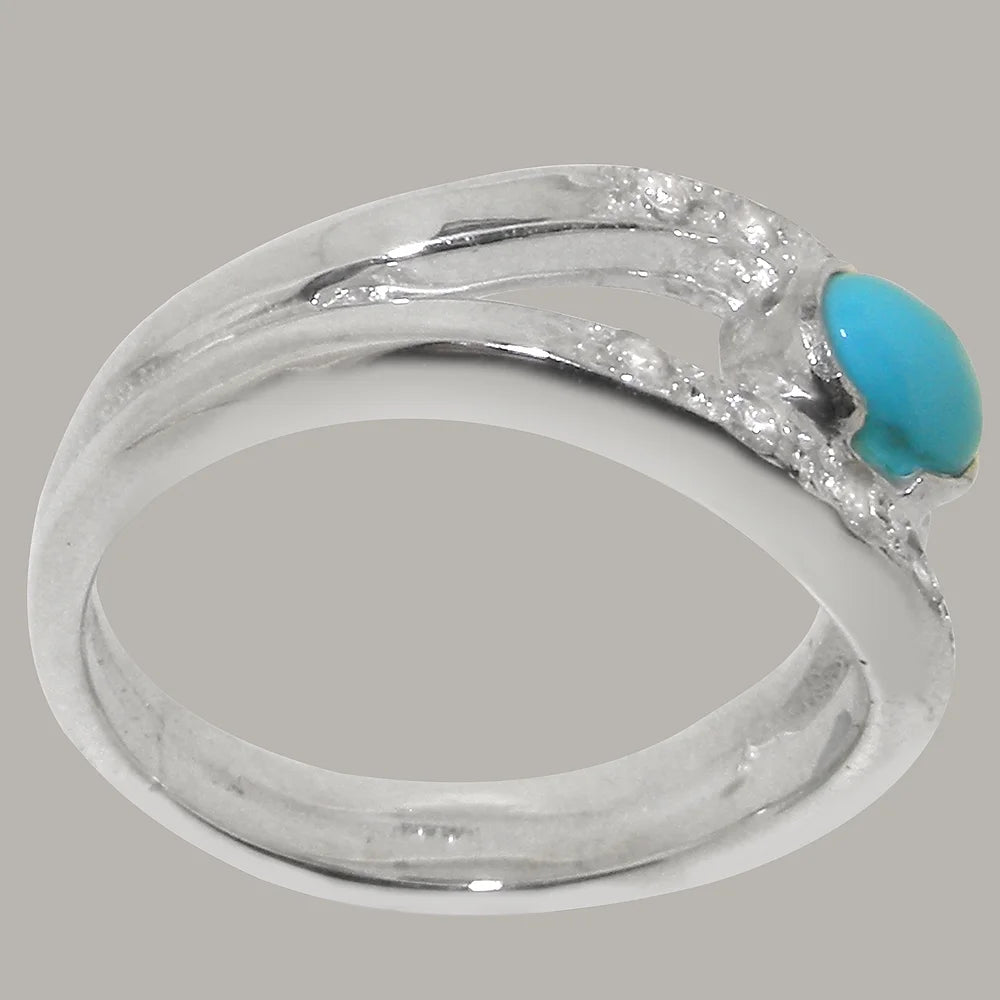 14k White Gold Turquoise Cubic Zirconia Womens Engagement Ring H281206