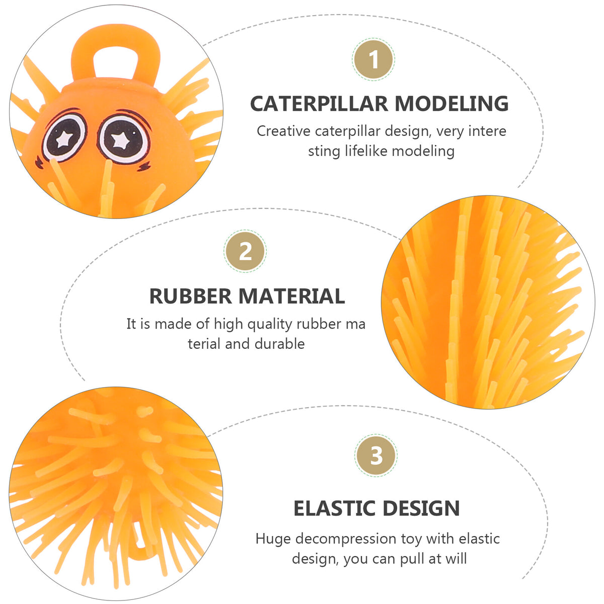 Toys Puffer Ball Caterpillar Sensory Flashing Inflatable Rubber Z539784