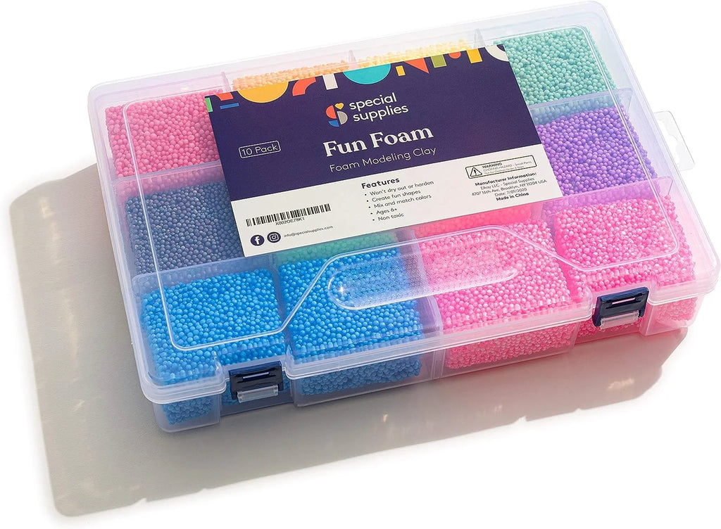 Fun Foam Modeling Foam Beads Play Kit, 12 Blocks Educational Clay for Arts Crafts Kindergarten Toys G695