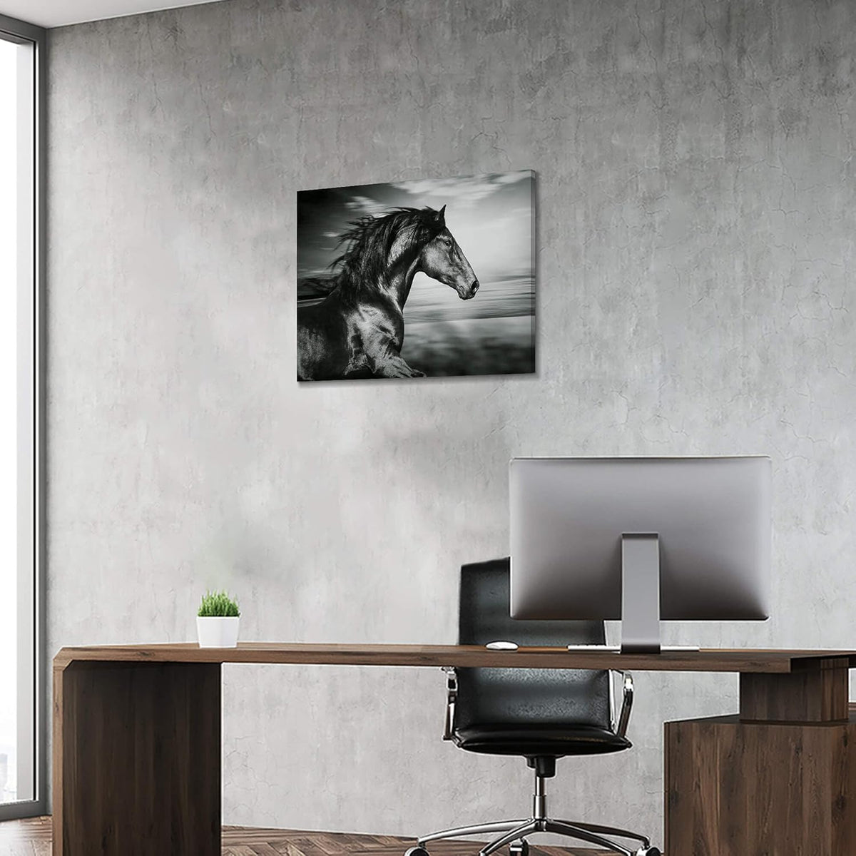 Black Horse Canvas Picture Prints Wild Animal Painting Art Artwork on Canvas K481