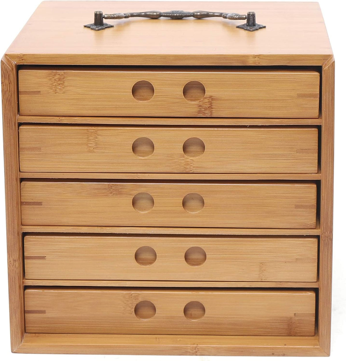 Bamboo Tea Storage Box Chest Drawer Display Cabinet Organizer U218
