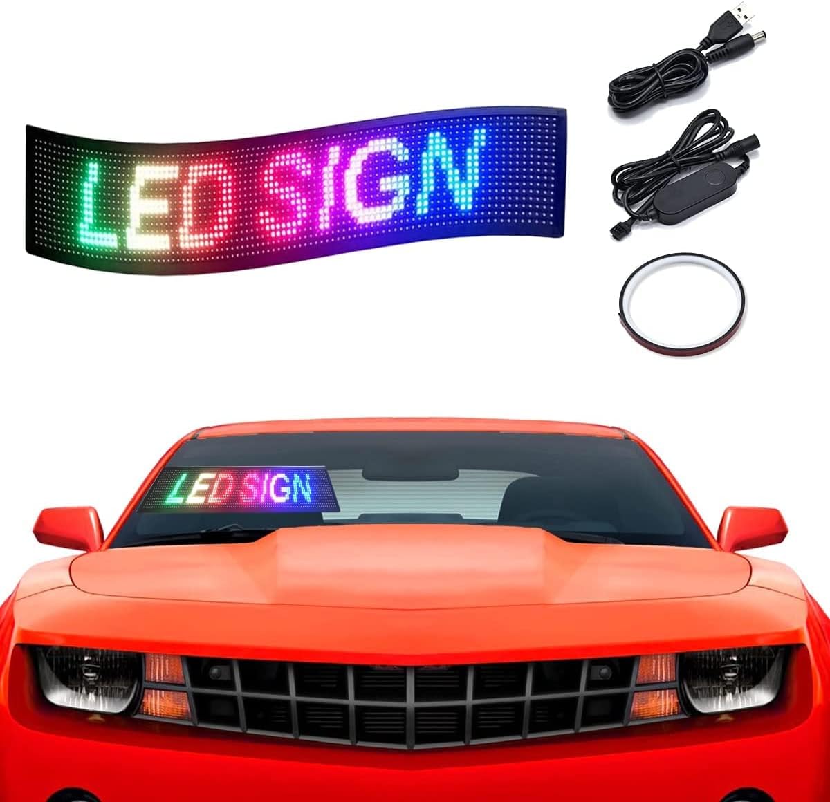 USB 5V LED Scrolling Message Sign, Soft Screen, 14.6''x3.6'', Pack of 2 H707469