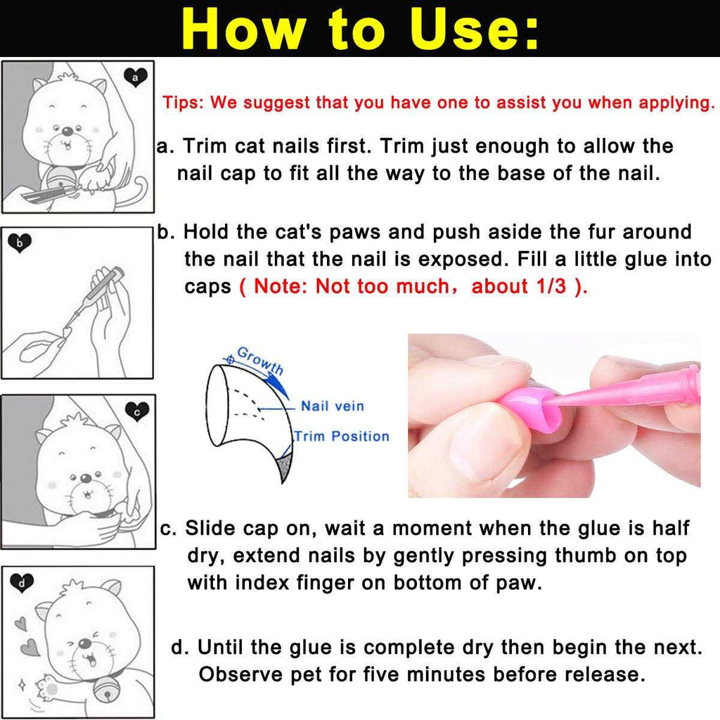 Cat Nail Caps with Glue and Applicators Medium L94972