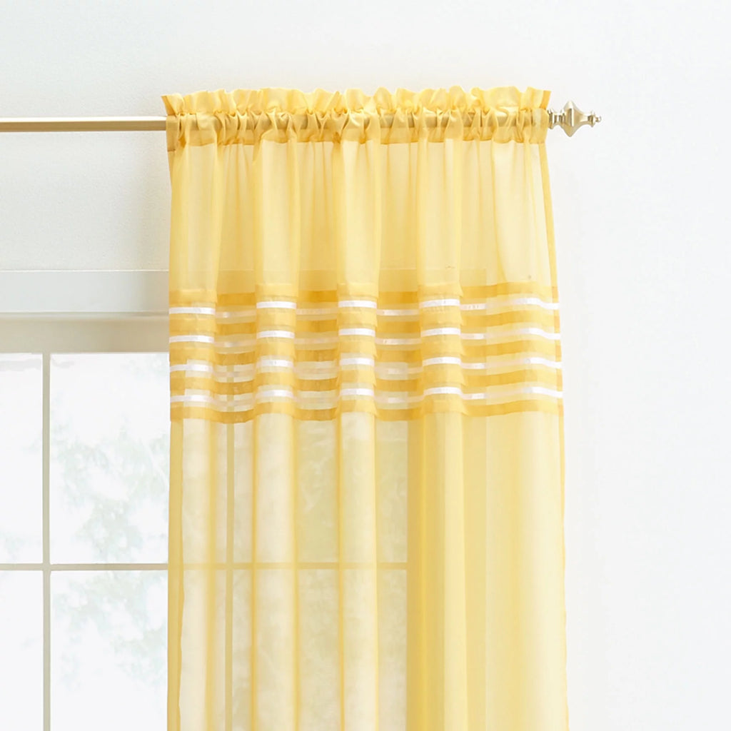 Slate Pleated Voile Rod-Pocket Window Curtain Y127526