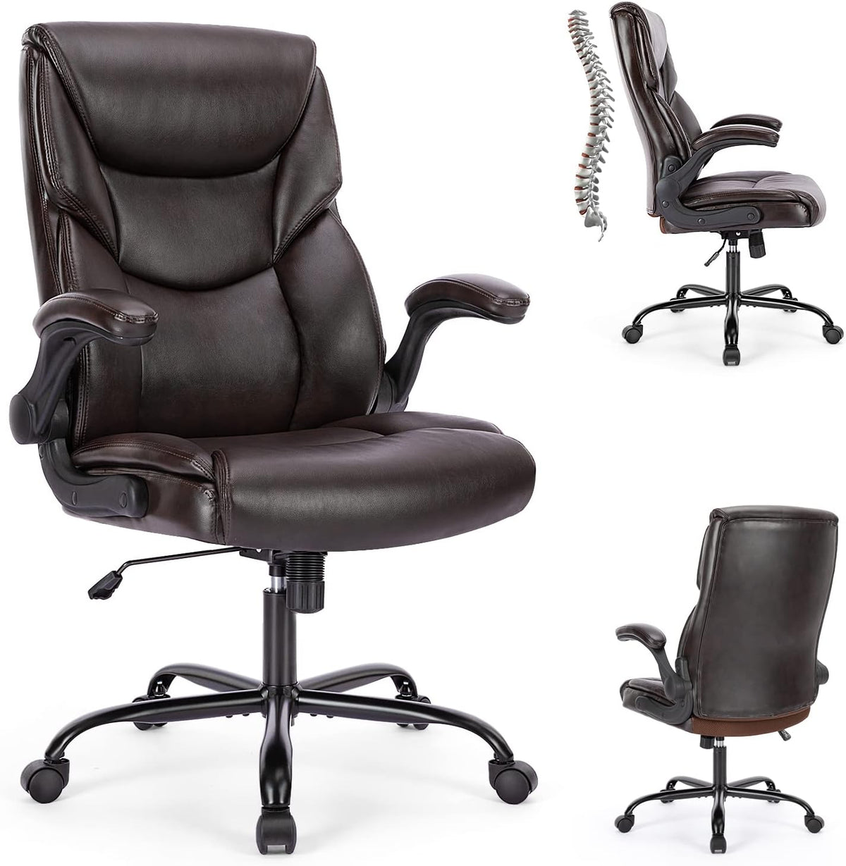 Brown PU Leather High Back Ergonomic Desk Chair K774