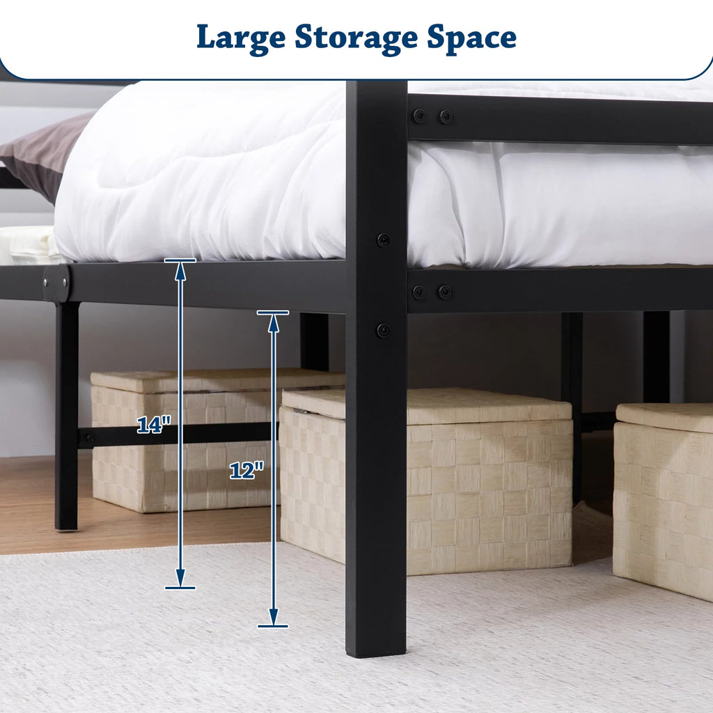 Full Size Metal Platform Bed Frame with Headboard P6399