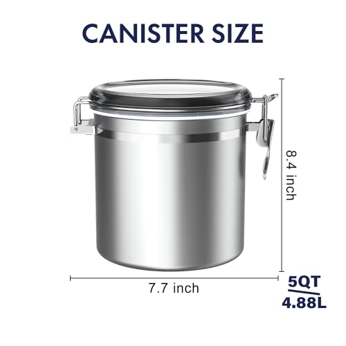 165oz Stainless Steel Airtight Canister with Clear Lid and Locking Clamp Q952
