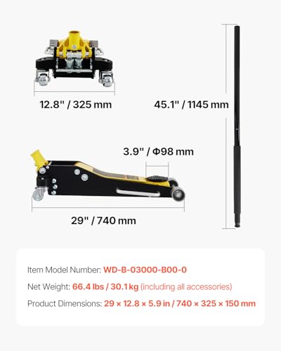 3 Ton Low Profile Aluminum Steel Racing Floor Jack with Dual Pistons Quick Lift Pump B7810