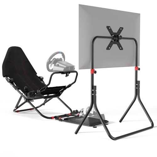 Foldable Racing Simulator Cockpit with TV Stand and Seat U29639