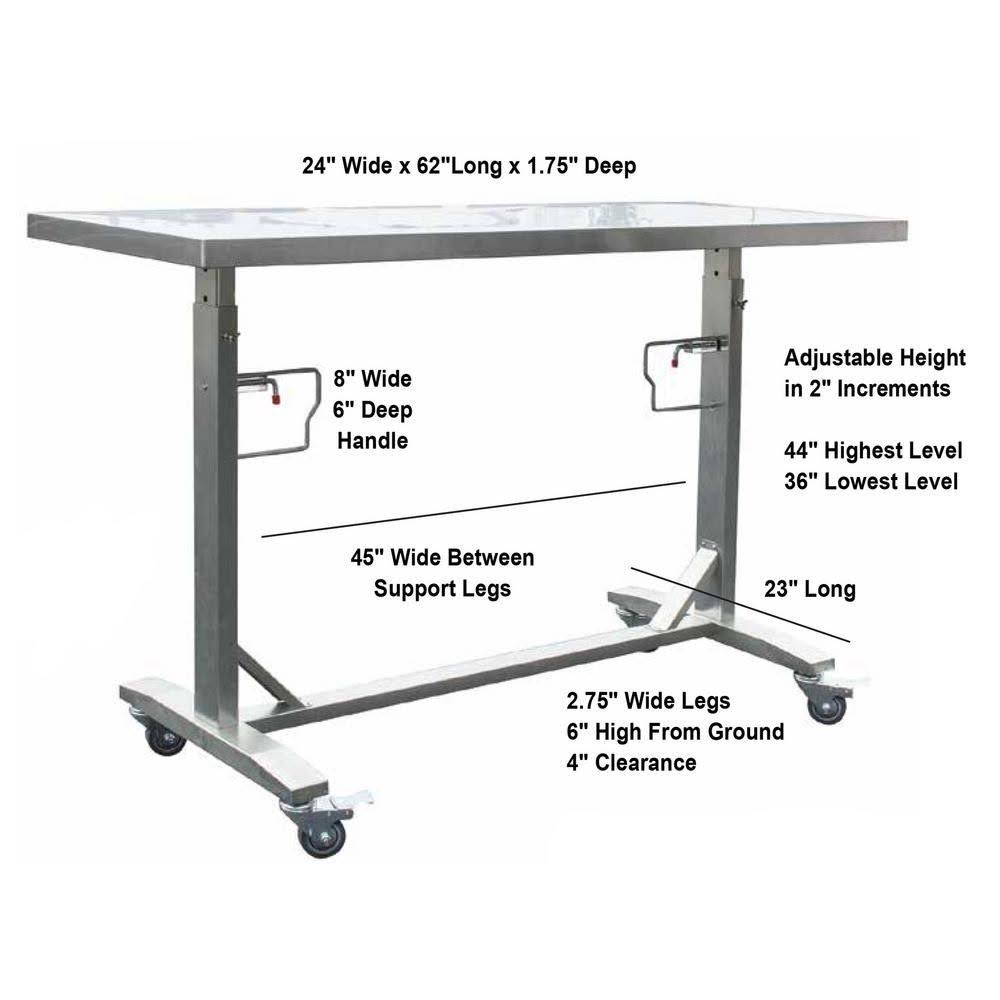Stainless Steel Adjustable Height Work Table with Locking Casters J8534