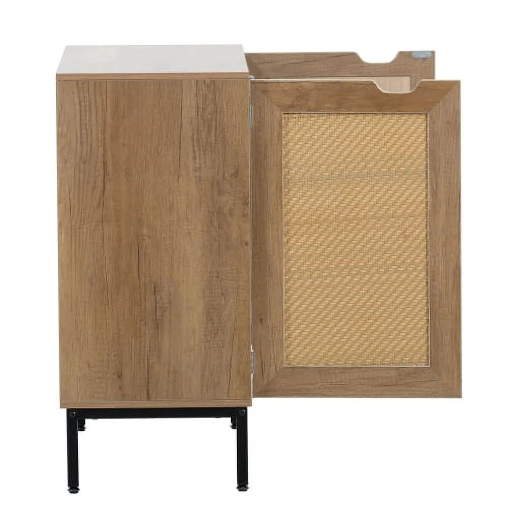 Rustic 2 Rattan Doors Natural Wood Storage Cabinet O1518