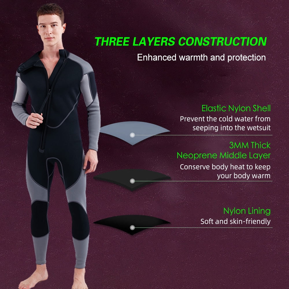 3mm Neoprene Front Zip Full Body Diving Wetsuit C295