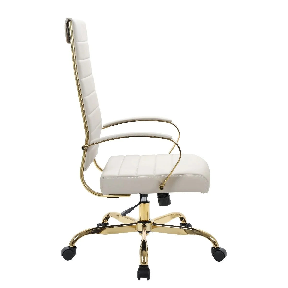 Tan Leather Swivel Office Chair with Gold Frame J763