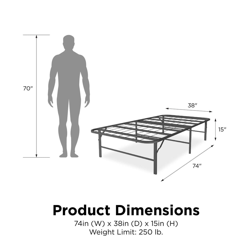 Foldable Metal Platform Bed Frame, Black Twin N340