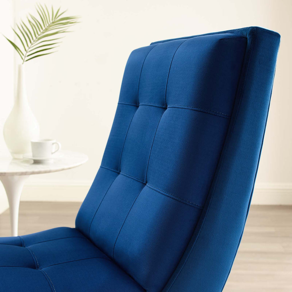 Navy Blue Velvet Accent Side Chair and Ottoman M466