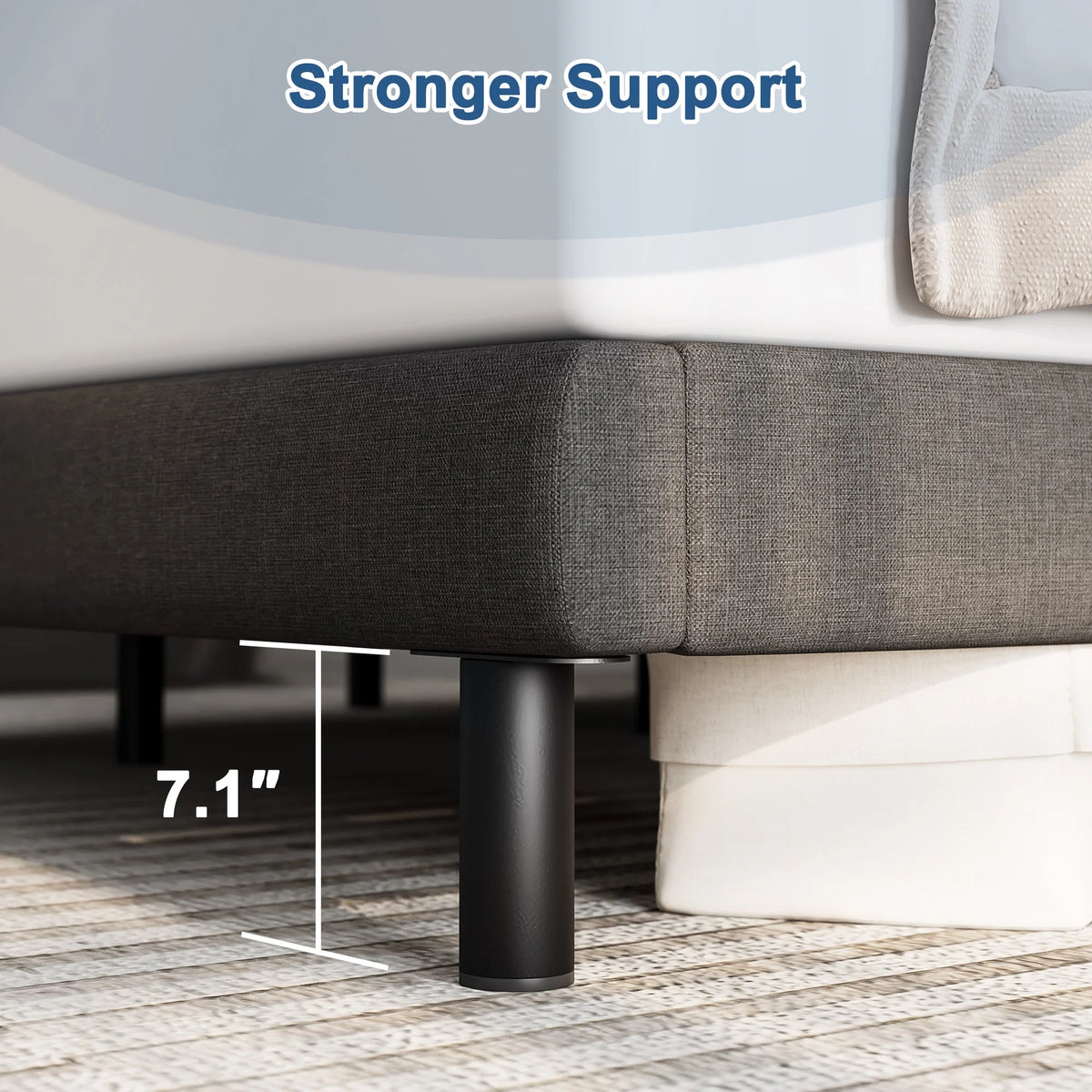 Queen Size Platform Bed with Wingback Headboard S711
