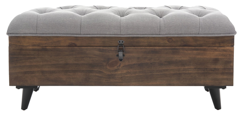 Grey Linen Storage Ottoman M178598