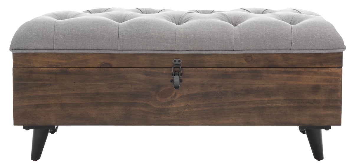 Grey Linen Storage Ottoman M178598