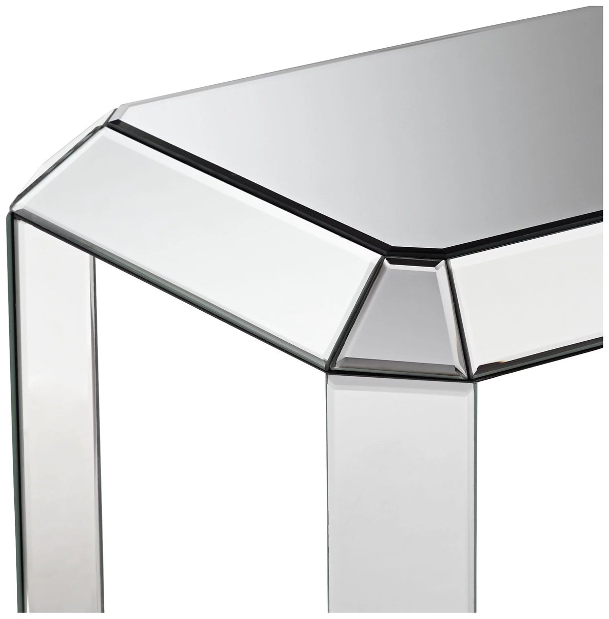Mirrored Rectangular Accent Side End Table with Open Shelf G5294