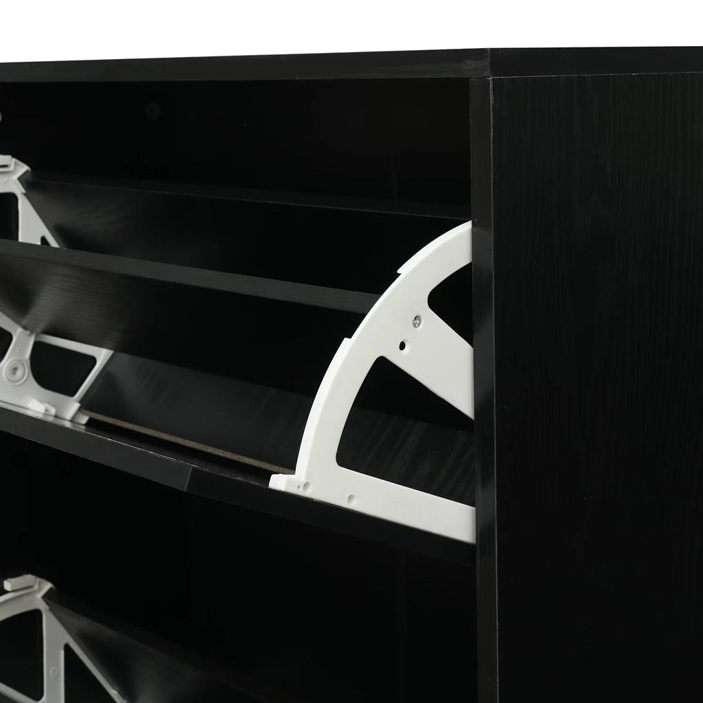 3 Flip Drawer Natural Rattan Shoe Cabinet with Metal Legs V712943