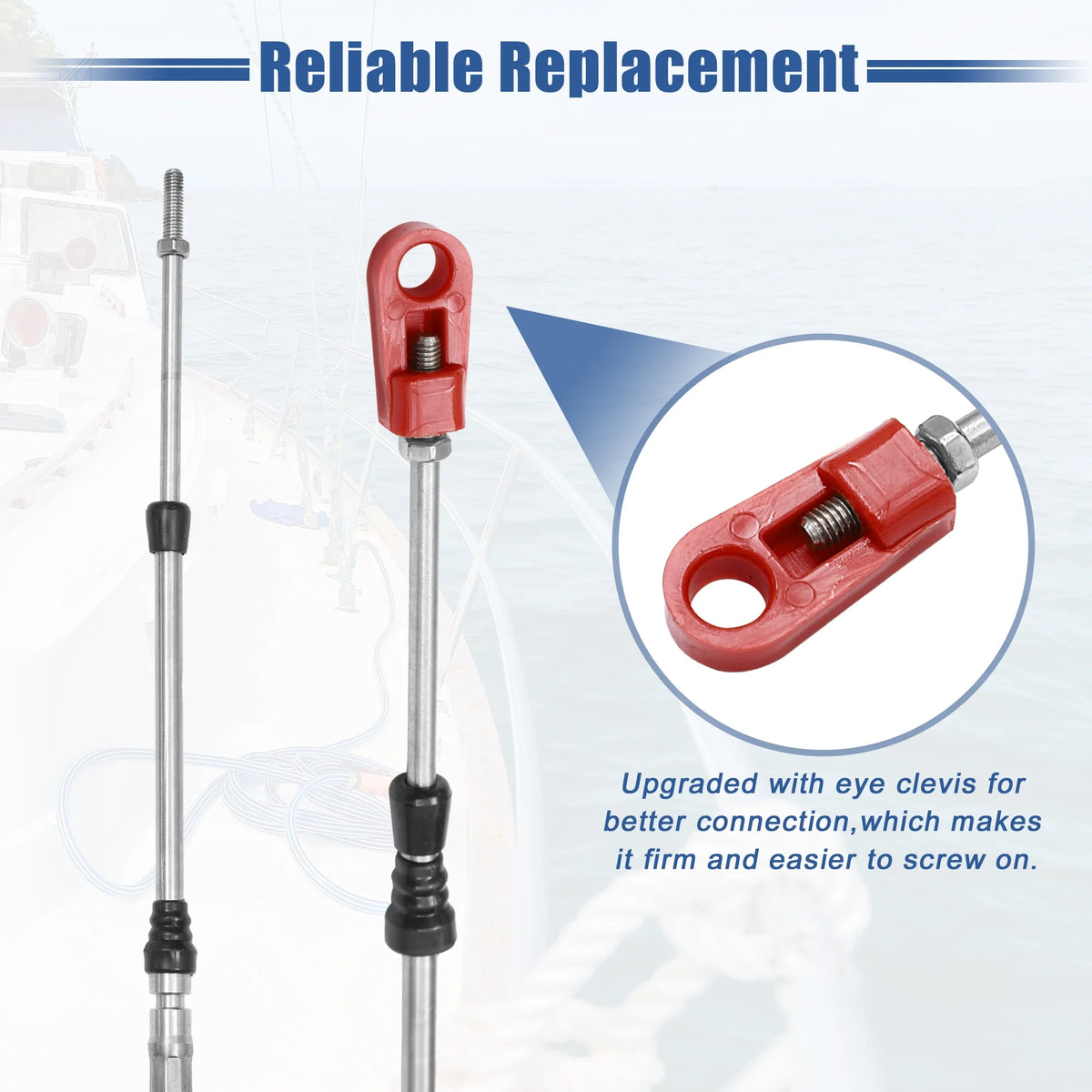 Marine Type Throttle Shift Remote Control Box Cable with Clevis Blue N68105