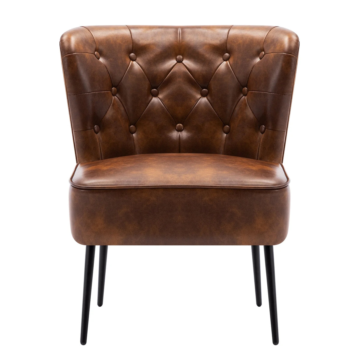Yellowish Brown PU Tufted Accent Chair D254