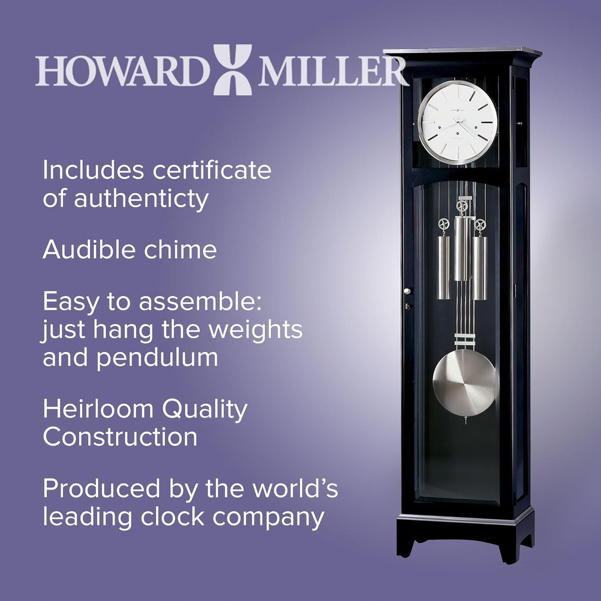 Black Satin Finish Floor Clock A200201