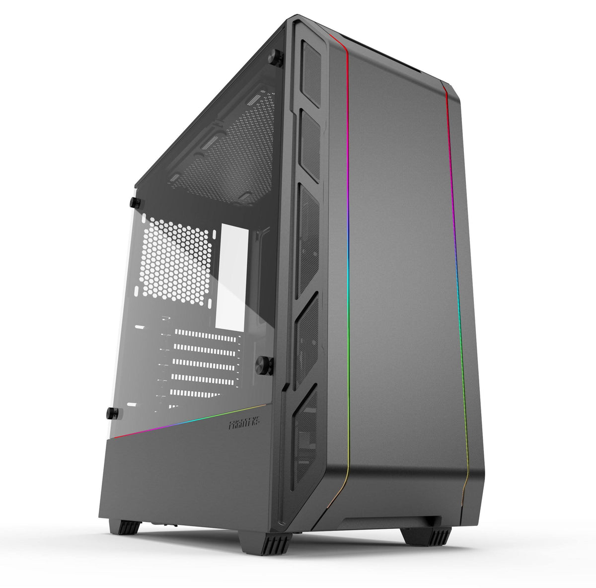 Black Compact EATX Mid-Tower Case with Tempered Glass U219401