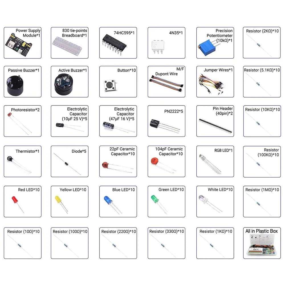 Electronic Components Kit with Potentiometer Resistor E48798