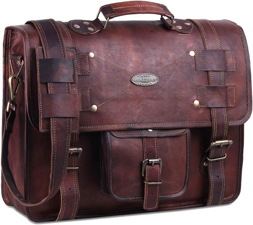 Leather Messenger Bag Laptop Computer Satchel Distressed (12 X 16) U6824