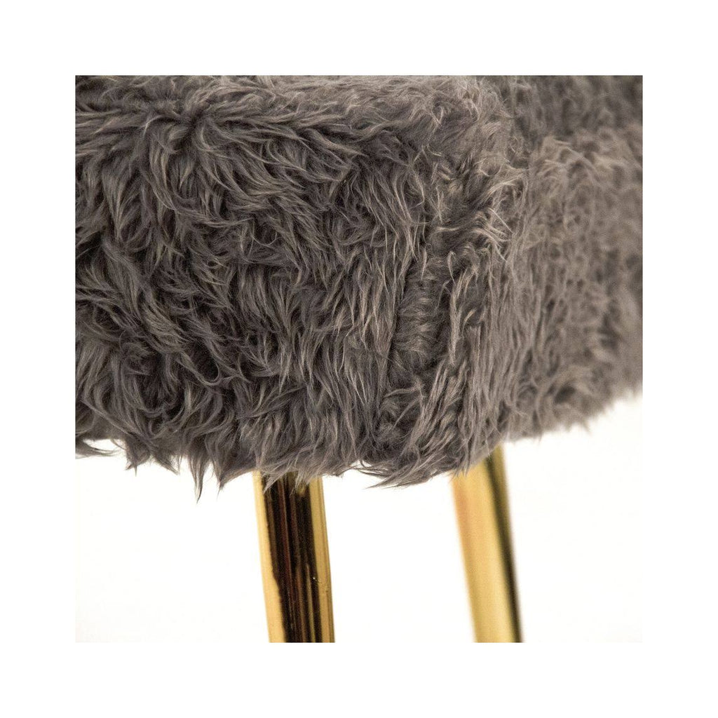 Slate Grey Faux Fur Bench E2349