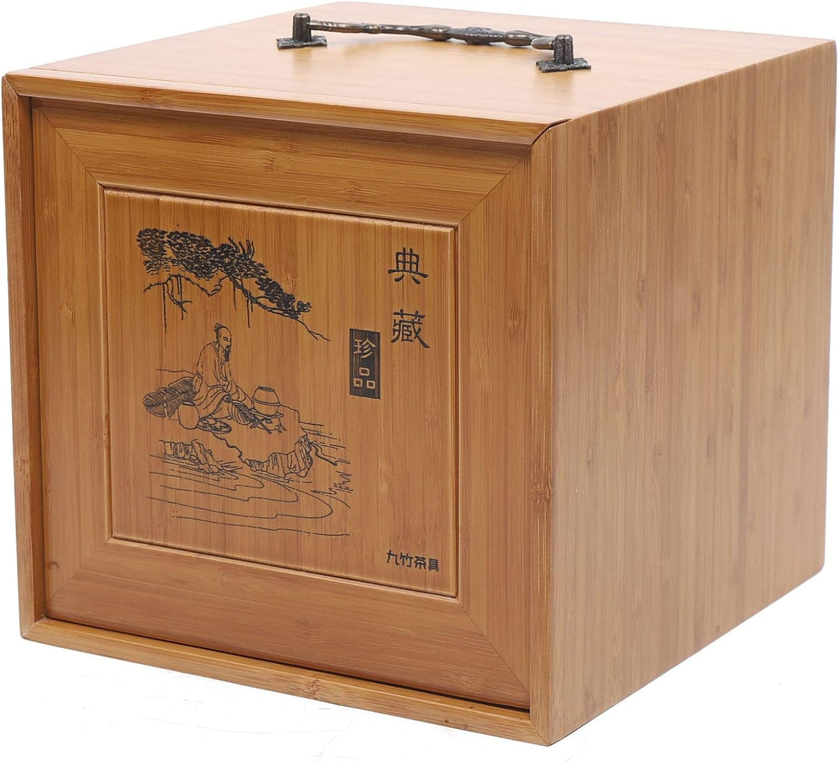 Bamboo Tea Storage Box Chest Drawer Display Cabinet Organizer U218