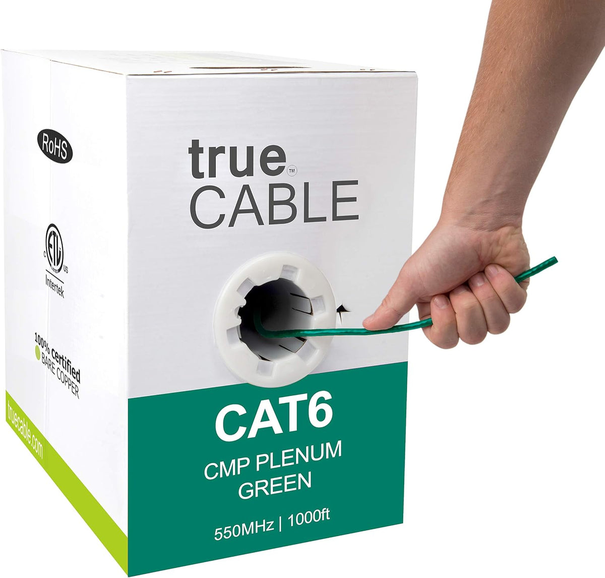 White 1000ft Cat6 Plenum Bare Copper Ethernet Cable C6396