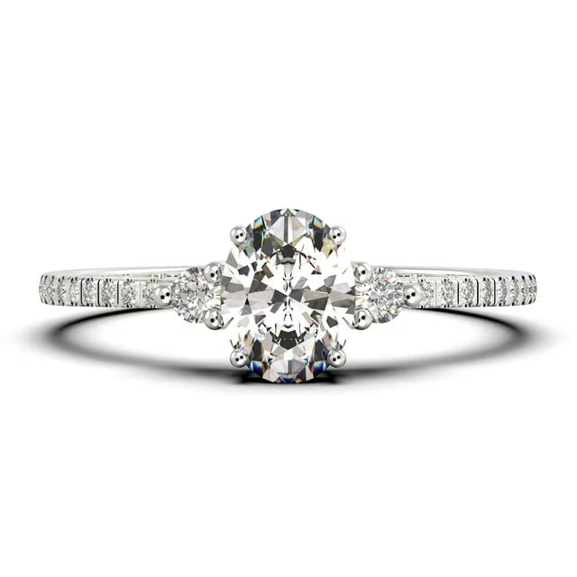 14K White Gold 3 Stone Ring D84259