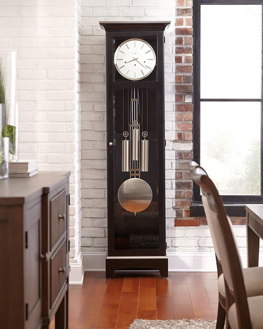 Black Satin Finish Floor Clock A200201