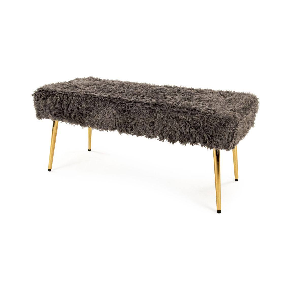 Slate Grey Faux Fur Bench E2349