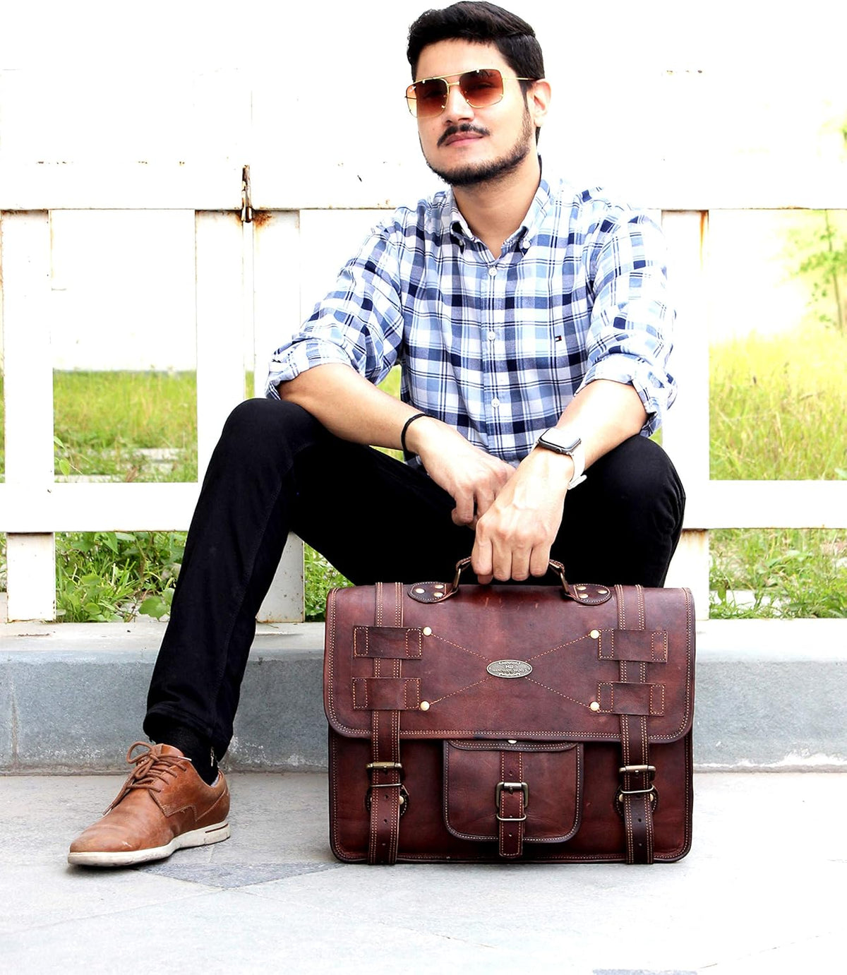 Leather Messenger Bag Laptop Computer Satchel Distressed (12 X 16) U6824